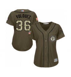 Women's Texas Rangers #36 Edinson Volquez Authentic Green Salute to Service Baseball Jersey