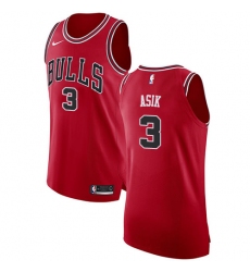 Youth Nike Chicago Bulls #3 Omer Asik Authentic Red Road NBA Jersey - Icon Edition