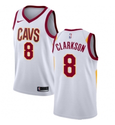 Men's Nike Cleveland Cavaliers #8 Jordan Clarkson Authentic White NBA Jersey - Association Edition