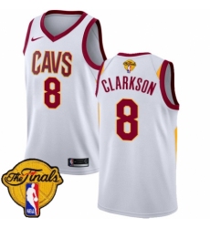Women's Nike Cleveland Cavaliers #8 Jordan Clarkson Swingman White 2018 NBA Finals Bound NBA Jersey - Association Edition