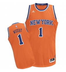 Men's Adidas New York Knicks #1 Emmanuel Mudiay Swingman Orange Alternate NBA Jersey