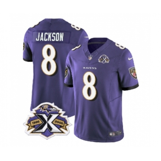 Men's Nike Baltimore Ravens #8 Lamar Jackson Purple 2023 F.U.S.E Throwback Vapor Limited Stitched Jersey Men's Nike Baltimore Ravens #8 Lamar Jackson Purple 2023 F.U.S.E Throwback Vapor Limited Stitched Jersey
