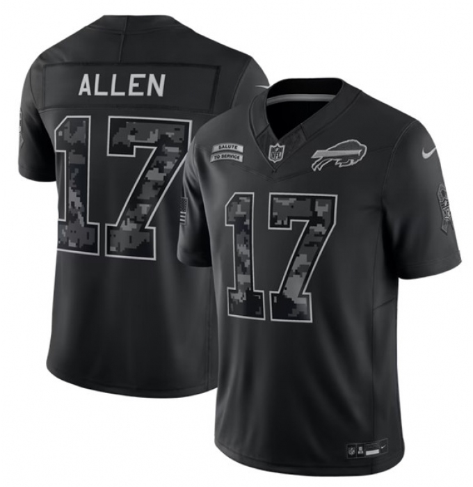 Men's Buffalo Bills #17 Josh Allen Black 2026 F.U.S.E. Salute to Service Limited Stitched Football Jersey