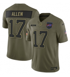 Men's Buffalo Bills #17 Josh Allen Olive 2025 Salute to Service Limited Football Stitched Jersey