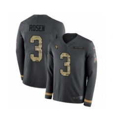 Men's Nike Arizona Cardinals #3 Josh Rosen Limited Black Salute to Service Therma Long Sleeve NFL Jersey