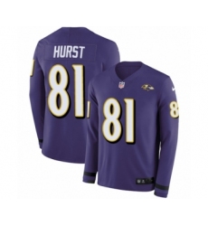 Youth Nike Baltimore Ravens #81 Hayden Hurst Limited Purple Therma Long Sleeve NFL Jersey