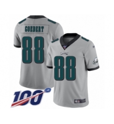 Men's Philadelphia Eagles #88 Dallas Goedert Limited Silver Inverted Legend 100th Season Football Jersey