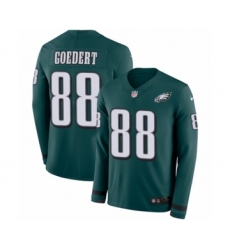 Youth Nike Philadelphia Eagles #88 Dallas Goedert Limited Green Therma Long Sleeve NFL Jersey