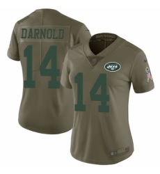 Women's Nike New York Jets #14 Sam Darnold Limited Olive 2017 Salute to Service NFL Jersey