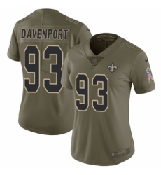 Women's Nike New Orleans Saints #93 Marcus Davenport Limited Olive 2017 Salute to Service NFL Jersey
