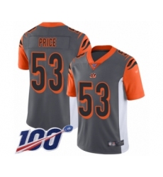 Youth Cincinnati Bengals #53 Billy Price Limited Silver Inverted Legend 100th Season Football Jersey