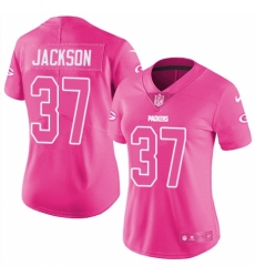 Women's Nike Green Bay Packers #37 Josh Jackson Limited Pink Rush Fashion NFL Jersey