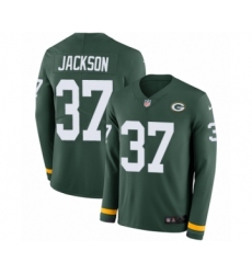 Youth Nike Green Bay Packers #37 Josh Jackson Limited Green Therma Long Sleeve NFL Jersey