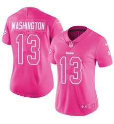 Women's Nike Pittsburgh Steelers #13 James Washington Limited Pink Rush Fashion NFL Jersey
