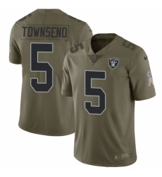 Men's Nike Oakland Raiders #5 Johnny Townsend Limited Olive 2017 Salute to Service NFL Jersey