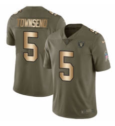 Youth Nike Oakland Raiders #5 Johnny Townsend Limited Olive/Gold 2017 Salute to Service NFL Jersey