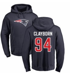 NFL Nike New England Patriots #94 Adrian Clayborn Navy Blue Name & Number Logo Pullover Hoodie