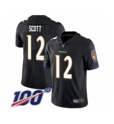 Men's Baltimore Ravens #12 Jaleel Scott Black Alternate Vapor Untouchable Limited Player 100th Season Football Jersey