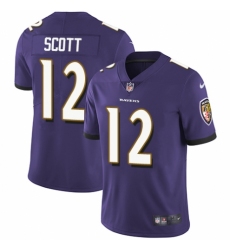 Men's Nike Baltimore Ravens #12 Jaleel Scott Purple Team Color Vapor Untouchable Limited Player NFL Jersey