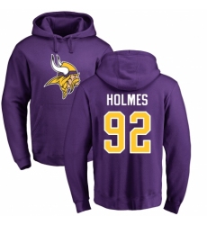 NFL Nike Minnesota Vikings #92 Jalyn Holmes Purple Name & Number Logo Pullover Hoodie