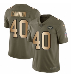 Men's Nike New York Jets #40 Trenton Cannon Limited Olive/Gold 2017 Salute to Service NFL Jersey