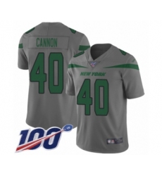 Youth New York Jets #40 Trenton Cannon Limited Gray Inverted Legend 100th Season Football Jersey