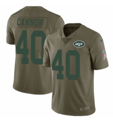 Youth Nike New York Jets #40 Trenton Cannon Limited Olive 2017 Salute to Service NFL Jersey