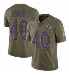 Youth Nike Baltimore Ravens #40 Kenny Young Limited Olive 2017 Salute to Service NFL Jersey