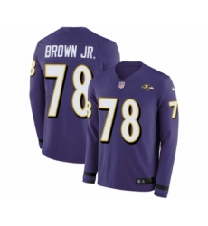 Youth Nike Baltimore Ravens #78 Orlando Brown Jr. Limited Purple Therma Long Sleeve NFL Jersey