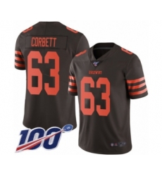 Men's Cleveland Browns #63 Austin Corbett Limited Brown Rush Vapor Untouchable 100th Season Football Jersey