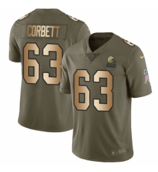 Youth Nike Cleveland Browns #63 Austin Corbett Limited Olive/Gold 2017 Salute to Service NFL Jersey