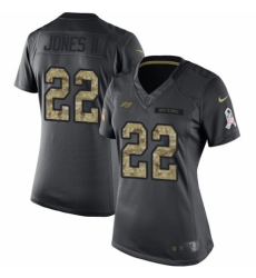 Women's Nike Tampa Bay Buccaneers #22 Ronald Jones II Limited Black 2016 Salute to Service NFL Jersey
