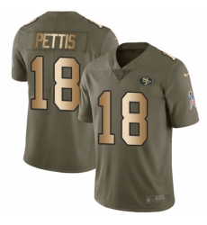 Men's Nike San Francisco 49ers #18 Dante Pettis Limited Olive/Gold 2017 Salute to Service NFL Jersey