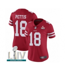 Women's San Francisco 49ers #18 Dante Pettis Red Team Color Vapor Untouchable Limited Player Super Bowl LIV Bound Football Jersey