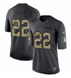Men's Nike Buffalo Bills #22 Chris Ivory Limited Black 2016 Salute to Service NFL Jersey
