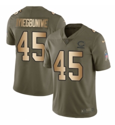 Men's Nike Chicago Bears #45 Joel Iyiegbuniwe Limited Olive/Gold 2017 Salute to Service NFL Jersey