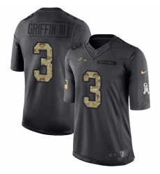 Men's Nike Baltimore Ravens #3 Robert Griffin III Limited Black 2016 Salute to Service NFL Jersey