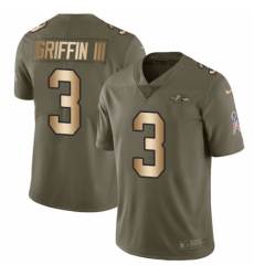 Youth Nike Baltimore Ravens #3 Robert Griffin III Limited Olive/Gold Salute to Service NFL Jersey