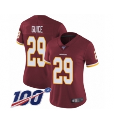 Women's Washington Redskins #29 Derrius Guice Burgundy Red Team Color Vapor Untouchable Limited Player 100th Season Football Jersey