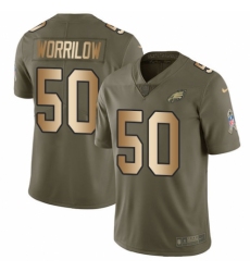 Men's Nike Philadelphia Eagles #50 Paul Worrilow Limited Olive Gold 2017 Salute to Service NFL Jersey