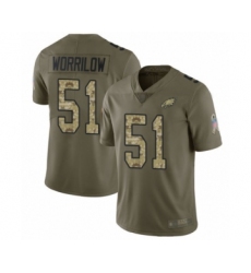 Men's Philadelphia Eagles #51 Paul Worrilow Limited Olive Camo 2017 Salute to Service Football Jersey