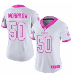 Women's Nike Philadelphia Eagles #50 Paul Worrilow Limited White Pink Rush Fashion NFL Jersey