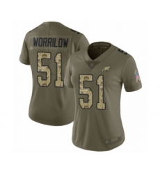 Women's Philadelphia Eagles #51 Paul Worrilow Limited Olive Camo 2017 Salute to Service Football Jersey