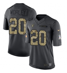 Men's Nike Oakland Raiders #20 Daryl Worley Limited Black 2016 Salute to Service NFL Jersey