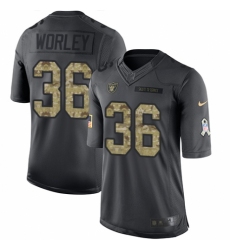 Men's Nike Oakland Raiders #36 Daryl Worley Limited Black 2016 Salute to Service NFL Jersey