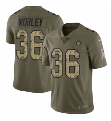 Men's Nike Oakland Raiders #36 Daryl Worley Limited Olive/Camo 2017 Salute to Service NFL Jersey
