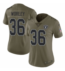 Women's Nike Oakland Raiders #36 Daryl Worley Limited Olive 2017 Salute to Service NFL Jersey