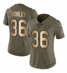 Women's Nike Oakland Raiders #36 Daryl Worley Limited Olive/Gold 2017 Salute to Service NFL Jersey