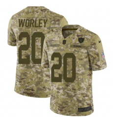 Youth Nike Oakland Raiders #20 Daryl Worley Limited Camo 2018 Salute to Service NFL Jersey