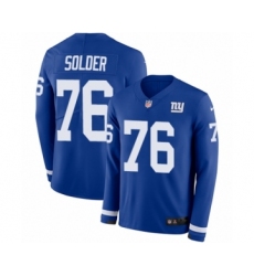 Men's Nike New York Giants #76 Nate Solder Limited Royal Blue Therma Long Sleeve NFL Jersey